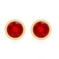 Round Cut Lab Created Ruby Martini Stud Earrings