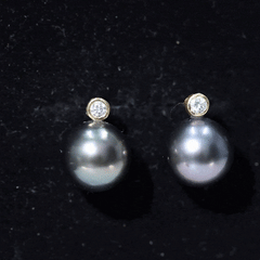 Genuine Black Pearl Stud Earrings For Women