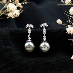8MM Tahitian Pearl Drop Earrings with Diamond