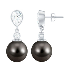 Certified 15 Carat Cultured Tahitian Black Drop Earrings for Women