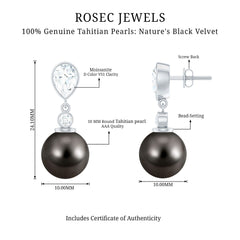 Certified 15 Carat Cultured Tahitian Black Drop Earrings for Women