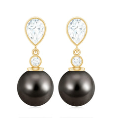 Certified 15 Carat Cultured Tahitian Black Drop Earrings for Women