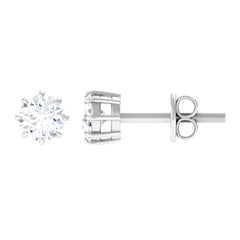 4 MM Natural Diamond Solitaire Stud Earrings in 8 Claw Prong Setting