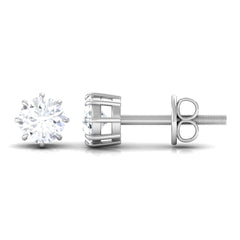 4 MM Natural Diamond Solitaire Stud Earrings in 8 Claw Prong Setting