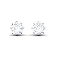 4 MM Natural Diamond Solitaire Stud Earrings in 8 Claw Prong Setting