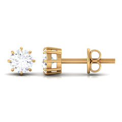 4 MM Natural Diamond Solitaire Stud Earrings in 8 Claw Prong Setting