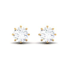 4 MM Natural Diamond Solitaire Stud Earrings in 8 Claw Prong Setting