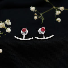 Real Ruby Front Back Earrings with Diamond