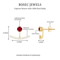 Real Ruby Front Back Earrings with Diamond