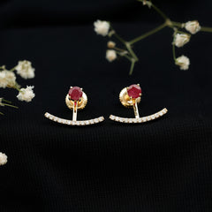 Real Ruby Front Back Earrings with Diamond