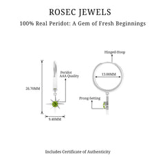 Real Peridot Starburst Hoop Drop Earrings