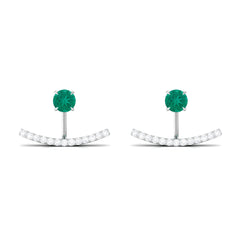 1 CT Classic Emerald and Diamond Jacket Earrings