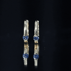 Minimal Blue Sapphire Hinged Hoop Earrings