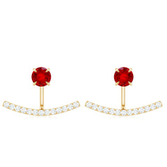1 CT Lab Grown Ruby and Diamond Classic Jacket Earrings