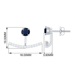 1.25 CT Blue Sapphire Classic Jacket Earrings with Diamond