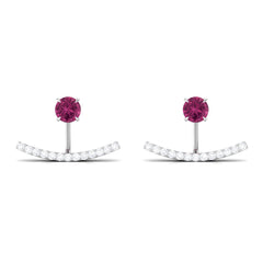 Classic Pink Tourmaline Jacket Earrings with Diamond
