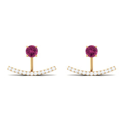 Classic Pink Tourmaline Jacket Earrings with Diamond