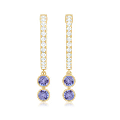 Minimal Tanzanite and Diamond Hoop Drop Earrings