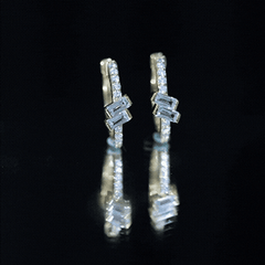 Natural Half Carat Aquamarine Hoop Earrings with Lab Diamond