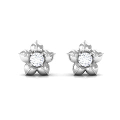 Diamond Flower Petal Stud Earrings in Prong Setting