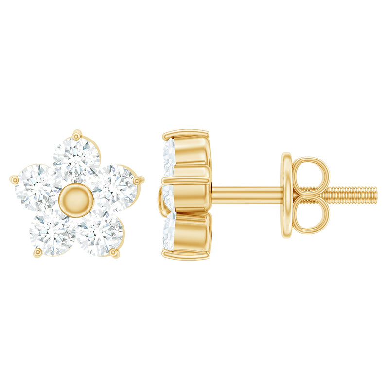Natural Diamond Flower Stud Earrings