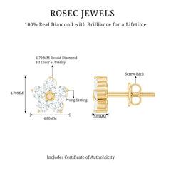 Natural Diamond Flower Stud Earrings