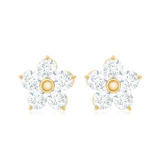 Natural Diamond Flower Stud Earrings
