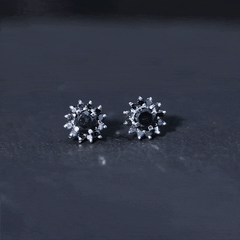 Lab Grown Black Diamond Statement Flower Earrings