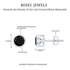 5MM Bezel Set Lab Created Black Diamond Solitaire Stud Earrings
