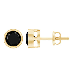 5MM Bezel Set Lab Created Black Diamond Solitaire Stud Earrings