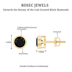 5MM Bezel Set Lab Created Black Diamond Solitaire Stud Earrings