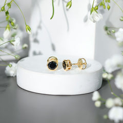 5MM Bezel Set Lab Created Black Diamond Solitaire Stud Earrings