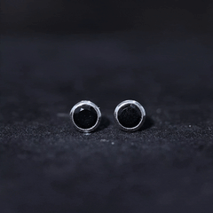 Black Onyx Solitaire Stud Earrings in Bezel Setting