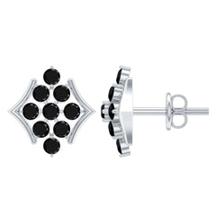 1/2 CT Black Onyx Cluster Stud Earrings