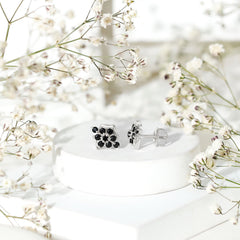 1/2 CT Black Onyx Cluster Stud Earrings