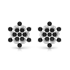 Genuine Black Onyx Statement Flower Stud Earrings