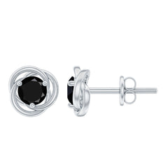 1 CT Solitaire Black Onyx Swirl Stud Earrings