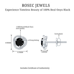 1 CT Solitaire Black Onyx Swirl Stud Earrings