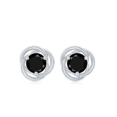 1 CT Solitaire Black Onyx Swirl Stud Earrings