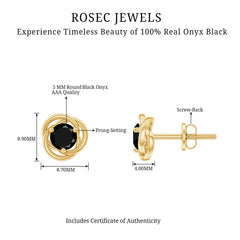 1 CT Solitaire Black Onyx Swirl Stud Earrings