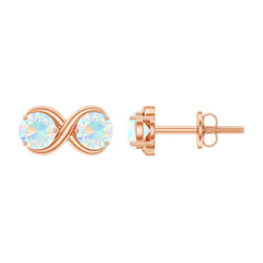 1 CT Simple Ethiopian Opal Two Stone Infinity Stud Earrings