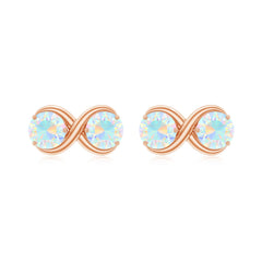 1 CT Simple Ethiopian Opal Two Stone Infinity Stud Earrings