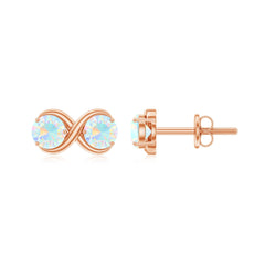 1 CT Simple Ethiopian Opal Two Stone Infinity Stud Earrings
