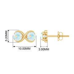 1 CT Simple Ethiopian Opal Two Stone Infinity Stud Earrings
