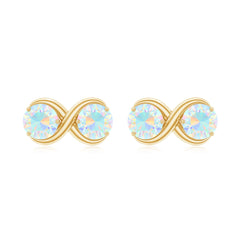 1 CT Simple Ethiopian Opal Two Stone Infinity Stud Earrings