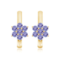 Round Shape Tanzanite Flower Hoop Earrings