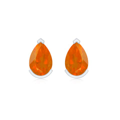 Natural 1 Carat Fire Opal Teardrop Stud Earrings