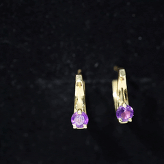 Solitaire Amethyst J Hoop Earrings for Women