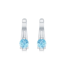 Natural Aquamarine J Hoop Earrings with Certificate