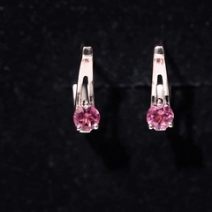 Natural Pink Tourmaline J Hoop Earrings